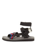 Runway Nylon Strap Sandal, Multicolor/Black