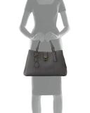 Roma Large Woven-Trim Tote Bag, New Light Gray