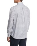 Box Check Spread-Collar Shirt, Gray