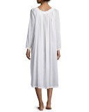 Jessy Long-Sleeve Long Cotton Gown, White