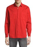 Over-Dyed Organic Cotton Sport Shirt, Red