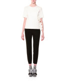 Short-Sleeve Boxy Ruffle-Trim Top, White