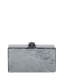Jean Solid Acrylic Clutch Bag, Steel Pearl