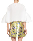 Architectural-Sleeve Cotton Blouse, White