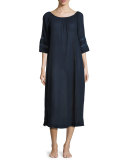 Cotton Lace-Inset Caftan, Deep Sea