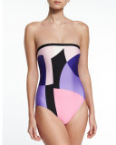 limelight bandeau one-piece swimsuit, multicolor