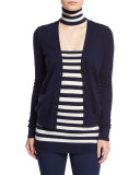 Cashmere V-Neck Button-Front Cardigan, Maritime