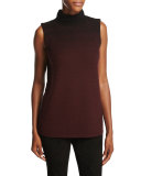 Sleeveless Mock Neck Ombre-Stitched Sweater, Black Multi