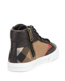Haypark Mini Check High-Top Sneaker, Black/Tan, Toddler
