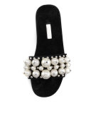 Pearly Velvet Slide Sandal, Nero