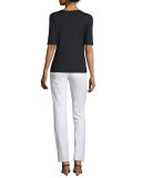 Half-Sleeve Square-Neck Top