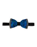 Flintlock Peacock-Feather Bow Tie, Turquoise