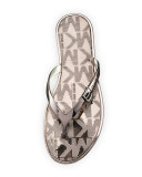 Emory Buckle Flat Thong Sandal, Gunmetal