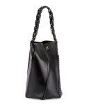 Hex Medium Whipstitch Leather Bucket Bag, Black