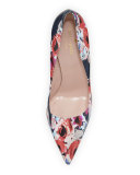 licorice floral pointed-toe pump, multi