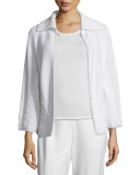 Braided-Knit Drop-Shoulder Cardigan, Off White