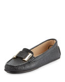 Renna Lizard-Embossed Ornament Loafer, Black
