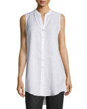 Sleeveless Organic Linen Button-Front Tunic