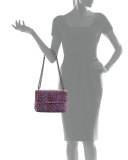 Medium Tweed-Print Intrecciato Watersnake Shoulder Bag, Pink