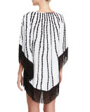 Ibiza Fringe-Trim Poncho Coverup