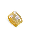 Masai 18K Yellow Gold Three-Row Ring with Diamonds
