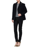 Rockstud-Trim Double-Breasted Peacoat, Navy