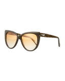 Moscow Cat-Eye Sunglasses, Tiger Stripe