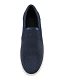 Ace Perforated Leather Slip-On Sneaker, Navy