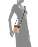 Peyton House Check & Leather Clutch Bag, Mahogany Red