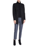 Ellis Suede & Lace Coat, Black