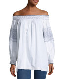 Brynna Embroidered Off-the-Shoulder Top, Cream