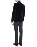 Basic Flat-Front Wool Trousers, Black