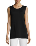 Long Wool Knit Tank, Black 