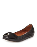 Pearly Bow Ballerina Flat, Black