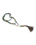 Eleanor Long Turquoise & Pyrite Necklace
