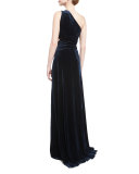 Tess Sleeveless Cutout Evening Gown, Midnight