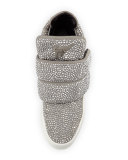 Men's Crystal-Studded High-Top Sneaker, Gray