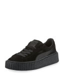 Satin-Trim Suede Creeper, Black