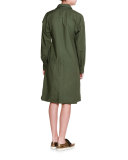 Long-Sleeve Belted Shirtdress, Army