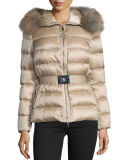 Tatie Hooded Fur-Trim Puffer Jacket