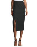 Theo Crepe Pencil Skirt, Black