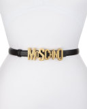 Leather Logo Belt, Black