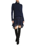Asa Ribbed Cashmere Turtleneck Sweater, Navy