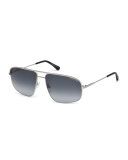 Justin Squared Aviator Sunglasses, Silver/Black