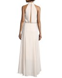 Senna Sleeveless Draped Evening Gown, Pink