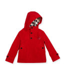 Barkby Hooded Zip-Front Jacket, Red, Size 4-14