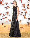 Sleeveless Embellished-Front Gown, Starling