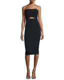 Strapless Cutout Midi Cocktail Dress, Midnight