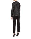 Eve Sequined Open-Front Jacket, Black