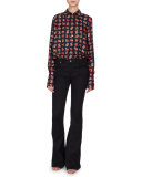 Five-Pocket Flared-Leg Jeans, Black